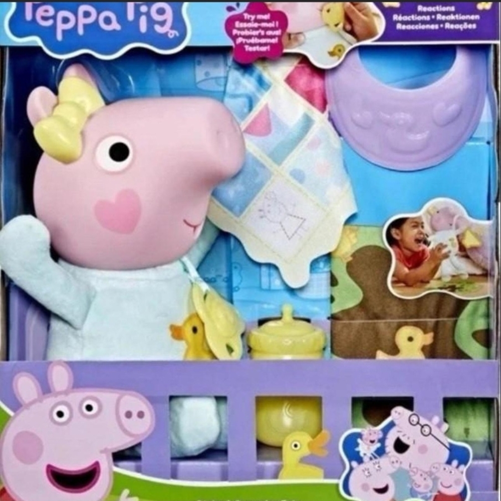 Peppa Pig Reaction Plush Set - Pink, Yellow, and Blue